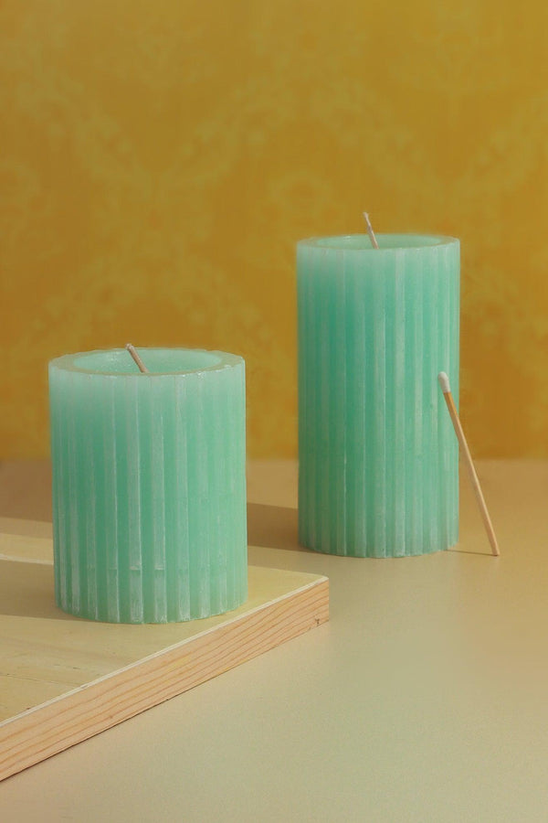 g decor Textured Harmony Light Green Scented Pillar Candle Fresh Garden Bliss Medium