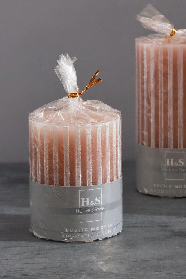 G Decor Textured Harmony Pink Scented Pillar Candle Soft Blossom Serenity Small