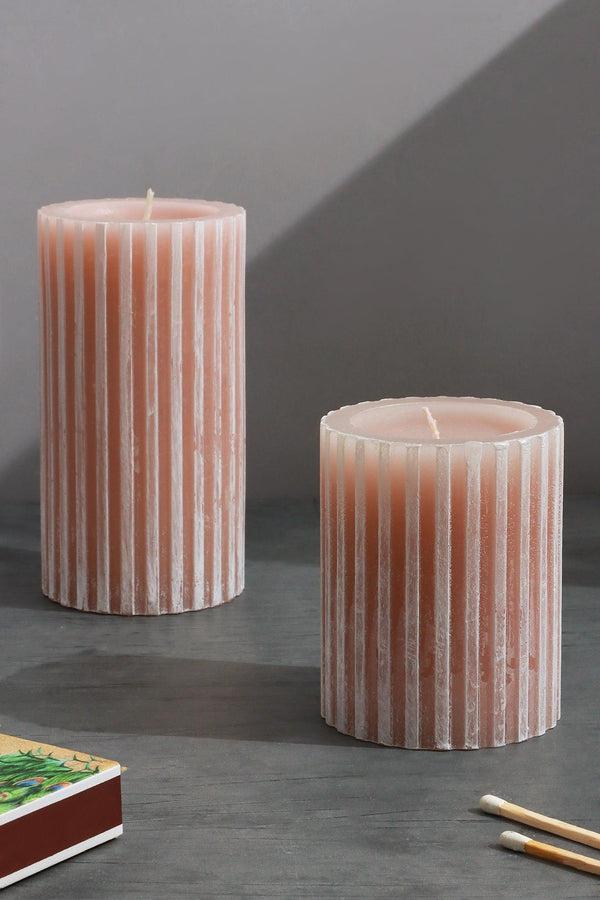 g decor Textured Harmony Pink Scented Pillar Candle Soft Blossom Serenity Small