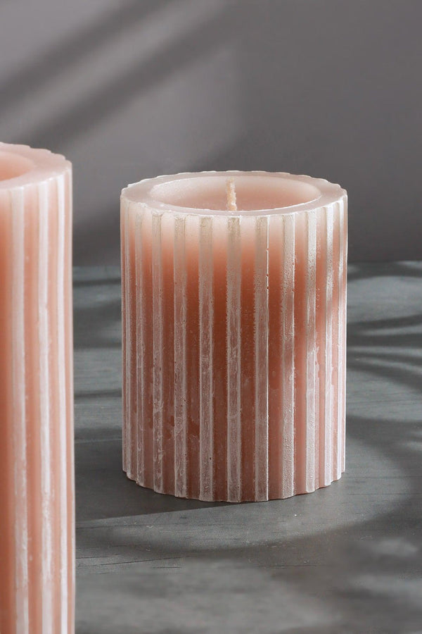 G Decor Textured Harmony Pink Scented Pillar Candle Soft Blossom Serenity Small