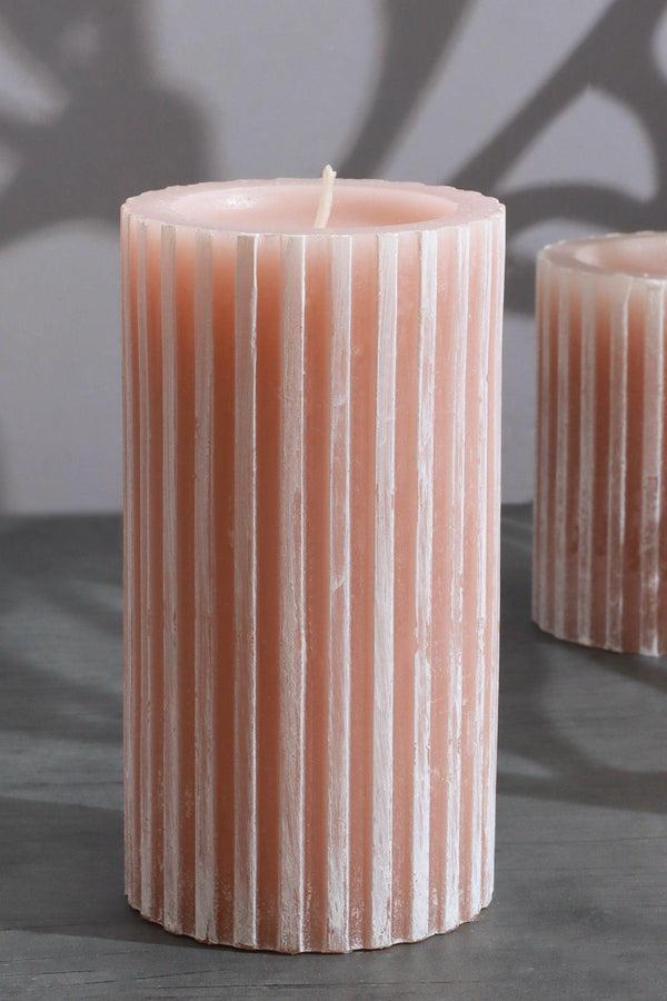 G Decor Textured Harmony Pink Scented Pillar Candle Soft Blossom Serenity Small