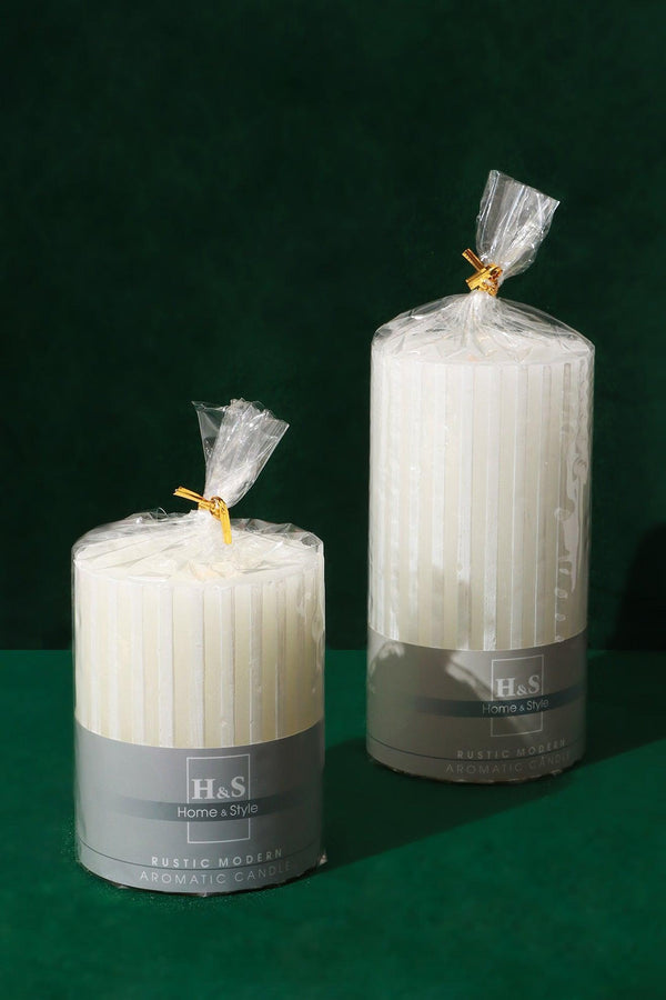 G Decor Textured Harmony White Scented Pillar Candle Pure Tranquil Aura Medium Pillar