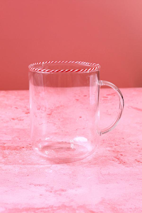 G Decor The Twist Rim Handcrafted Glassware Collection Tea Cups & Coffee Mugs In Red Blue And Green Red