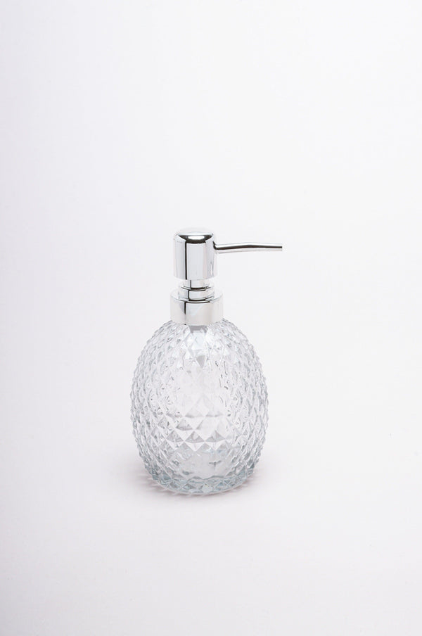 G Decor Three Piece Florence Diamond Clear Glass Bathroom Set