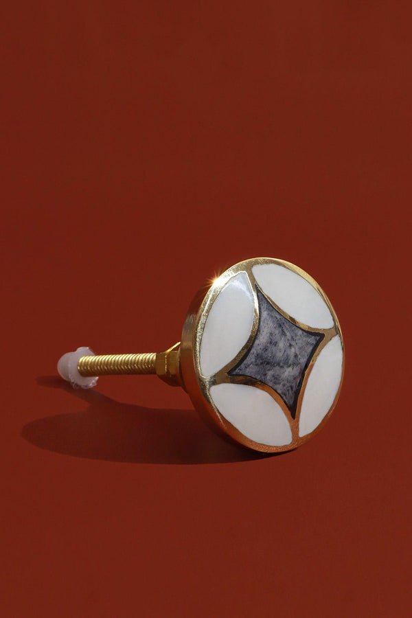 G Decor Toledo Mother Of Pearl Gold Brass Pull Knobs Grey