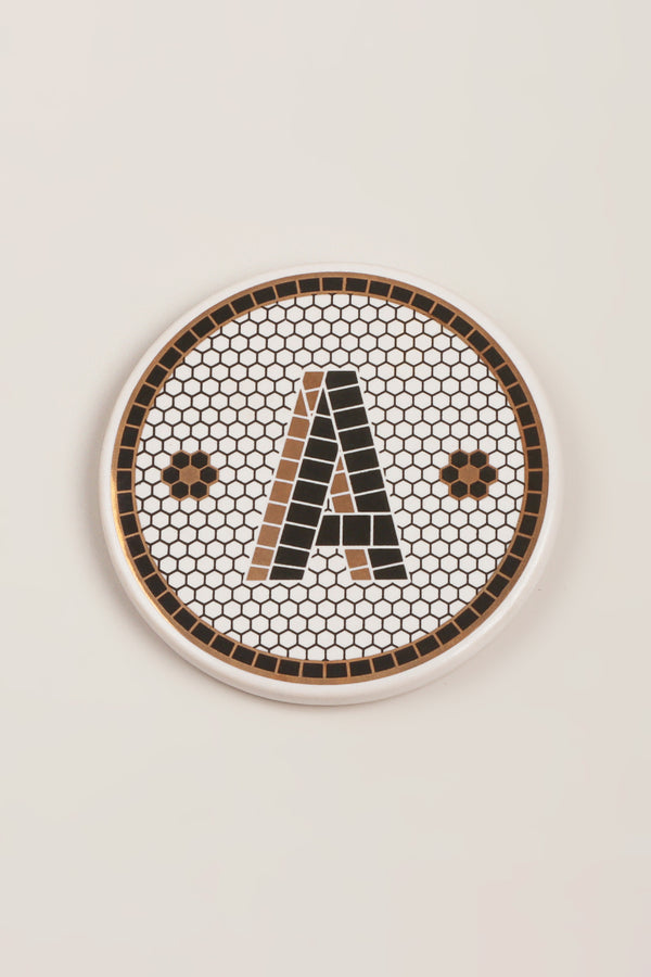 G Decor Traditional British Pub Black & Gold Tile Monogram Coasters Alphabet Initial Edition