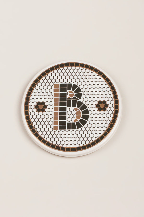 G Decor Traditional British Pub Black & Gold Tile Monogram Coasters Alphabet Initial Edition