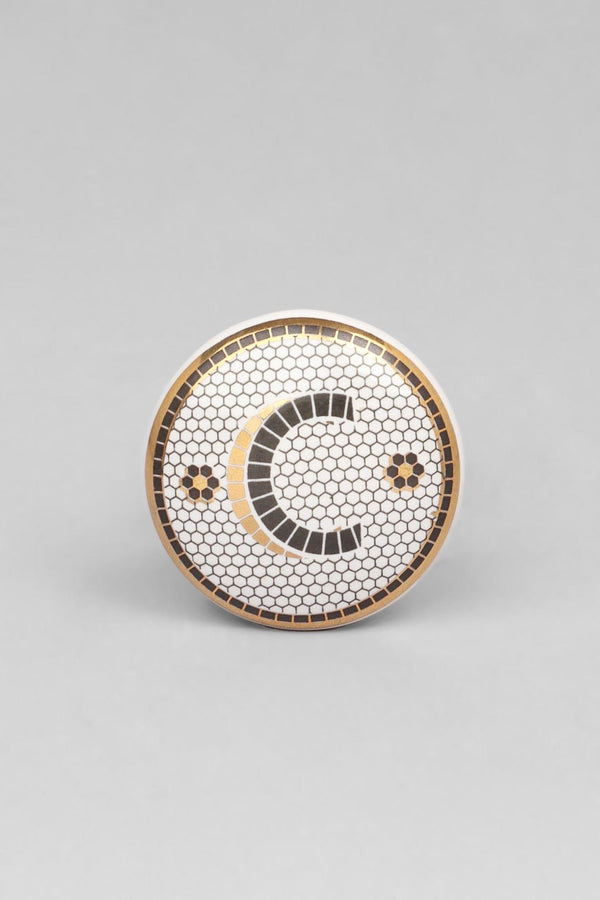 G Decor Traditional British Pub Tile Monogram Door Knob Black & Gold Alphabet Design