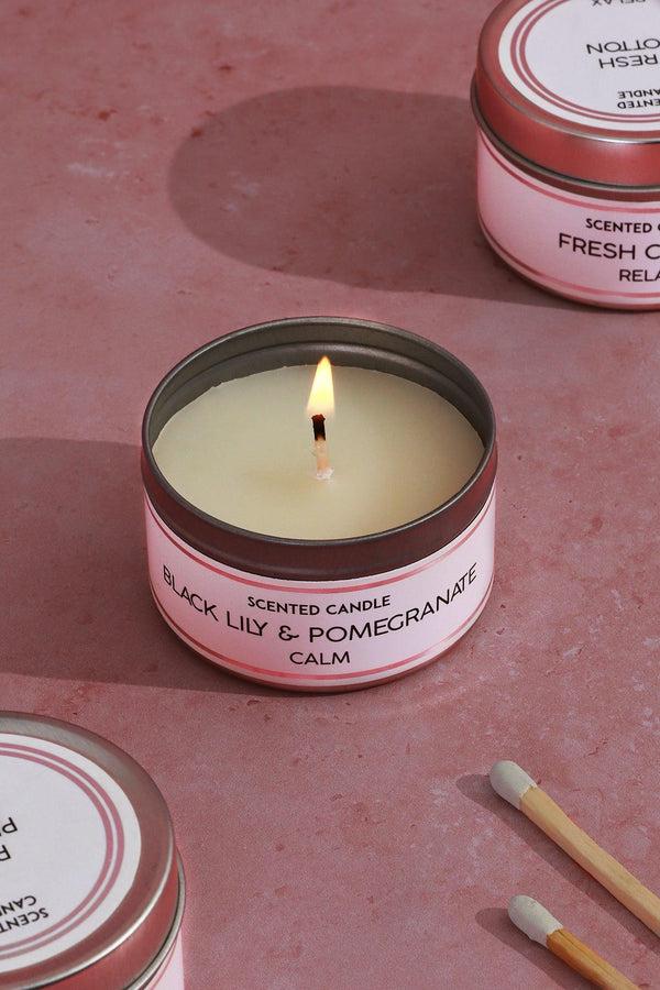 G Decor Trio Serenity Set Of 3 Scented White Tin Candles Fresh Cotton Pink Pepper & Black Lily With Aromatherapy Scents White