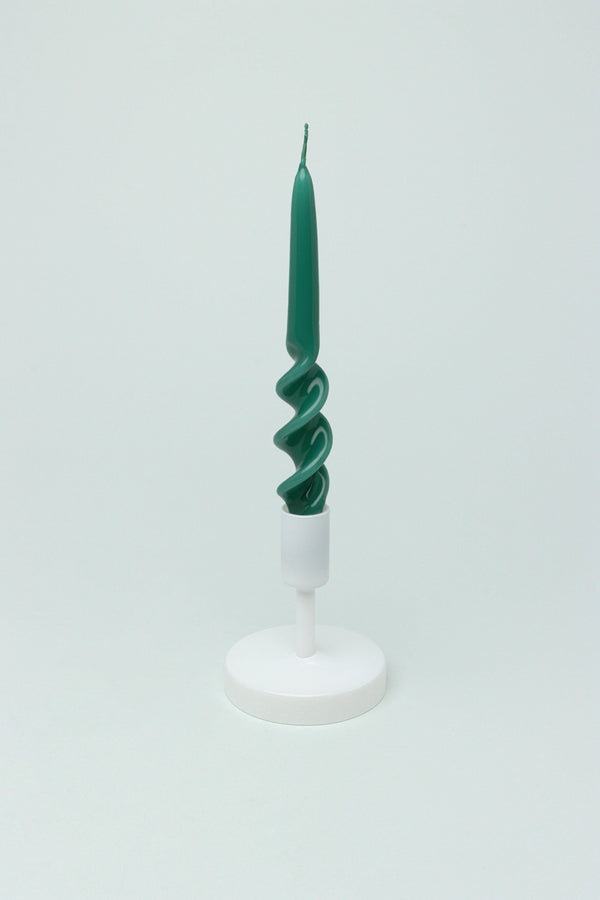 G Decor Twiselle Set Of 2 Spiral Twisted Hand Dipped Dinner Forest Green Taper Candles Green