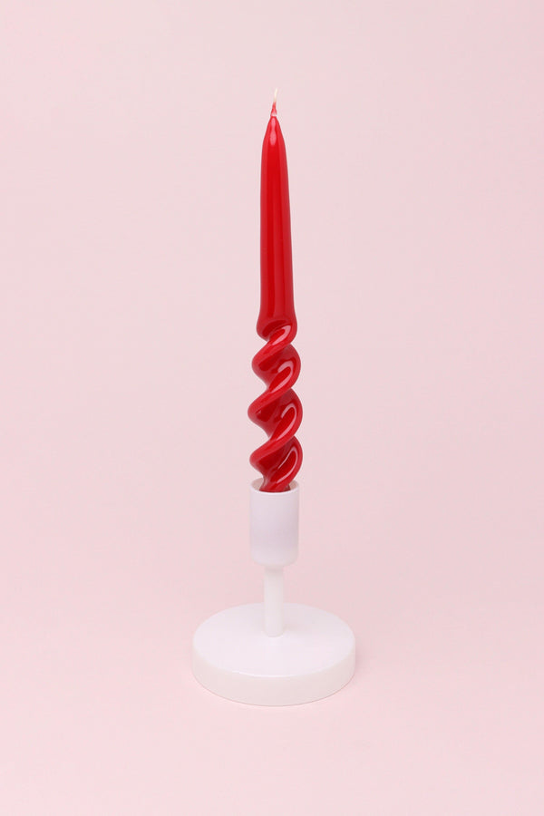 G Decor Twiselle Set Of 2 Spiral Twisted Hand Dipped Dinner Candles Scarlet Red Taper Candles
