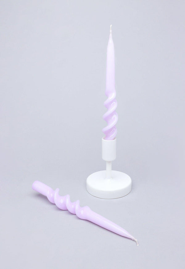 g decor Twiselle Set of 2 Spiral Twisted Hand Dipped Dinner Lilac Taper Candles Purple