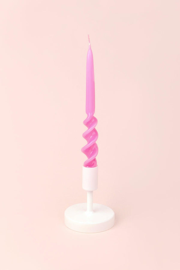 G Decor Twiselle Set Of 2 Spiral Twisted Hand Dipped Dinner Candles Hot Pink Taper Candles Pink