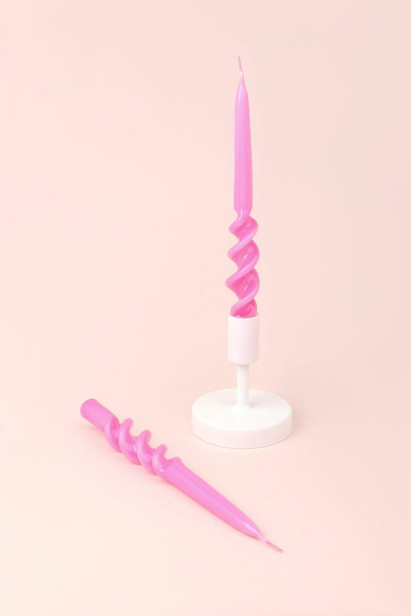 g decor Twiselle Set of 2 Spiral Twisted Hand Dipped Dinner Candles Hot Pink Taper Candles Pink