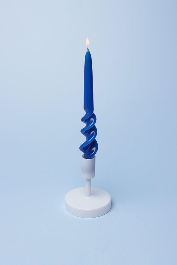 G Decor Twiselle Set Of 2 Spiral Twisted Hand Dipped Dinner Royal Blue Taper Candles Blue