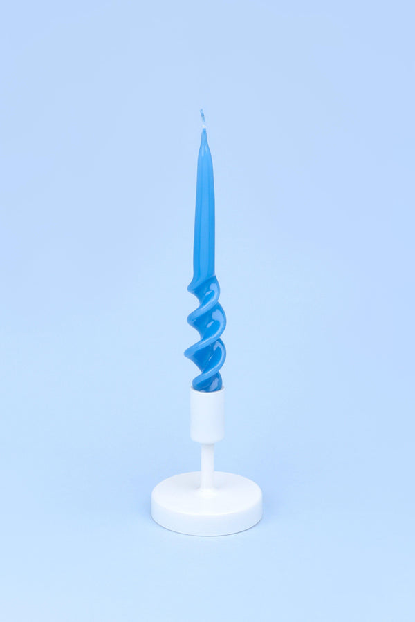 G Decor Twiselle Set Of 2 Spiral Twisted Hand Dipped Dinner Baby Blue Taper Candles Blue