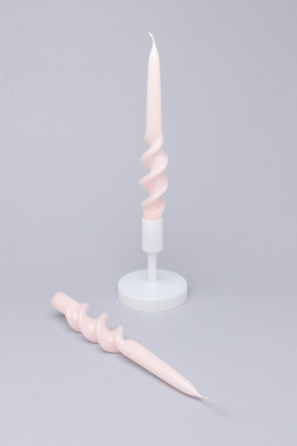 g decor Twiselle Set of 2 Spiral Twisted Hand Dipped Dinner Blush Pink Taper Candles Pink