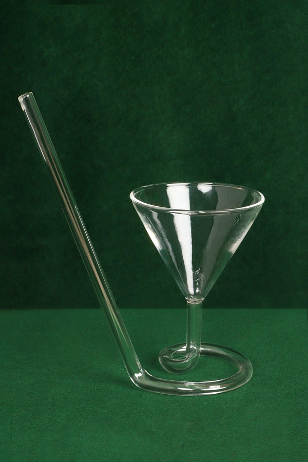 G Decor Unique Innovative Sip Cocktail Glass With Built-In Straw Clear