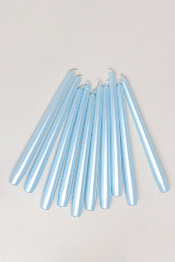 G Decor Velaré Blue Sky Set Of 2 10 Or 20 Tall Hand-Finished Opaline Dinner Candles & Taper Candles Set Of 10