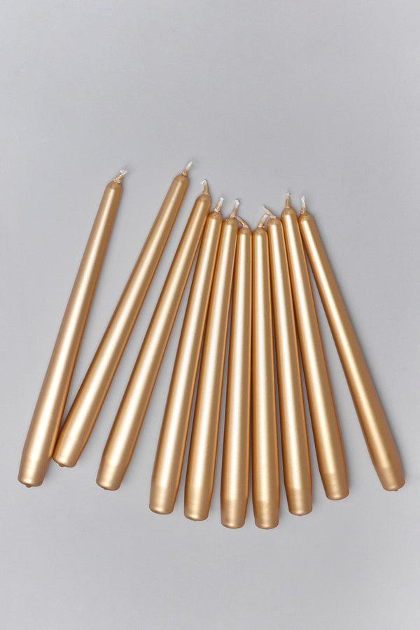 G Decor Velaré Brass Gold Set Of 2 10 Or 20 Tall Hand-Finished Opaline Dinner Candles & Taper Candles Set Of 10
