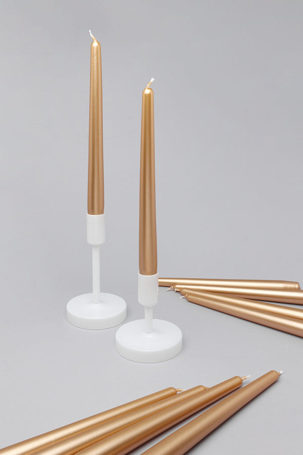 g decor Velaré Brass Gold Set of 2 10 or 20 Tall Hand-Finished Opaline Dinner Candles & Taper Candles Set of 10