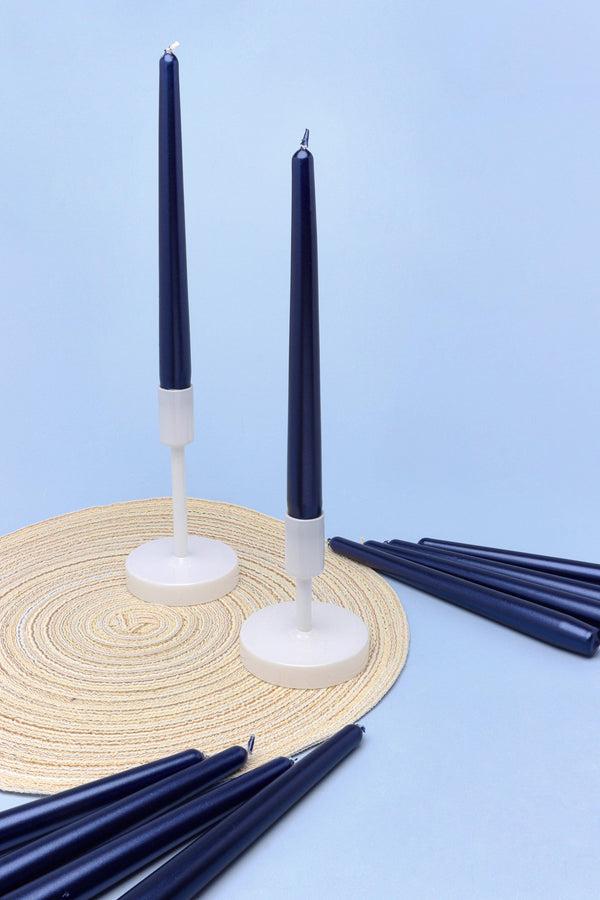 g decor Velaré Midnight Blue Set of 2 10 or 20 Tall Hand-Finished Opaline Dinner Candles & Taper Candles Set of 10