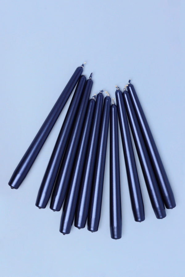 G Decor Velaré Midnight Blue Set Of 2 10 Or 20 Tall Hand-Finished Opaline Dinner Candles & Taper Candles Set Of 10