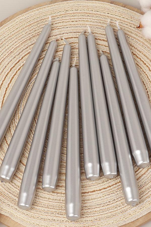 G Decor Velaré Silver Glow Set Of 2 10 Or 20 Tall Hand-Finished Opaline Dinner Candles & Taper Candles Set Of 2