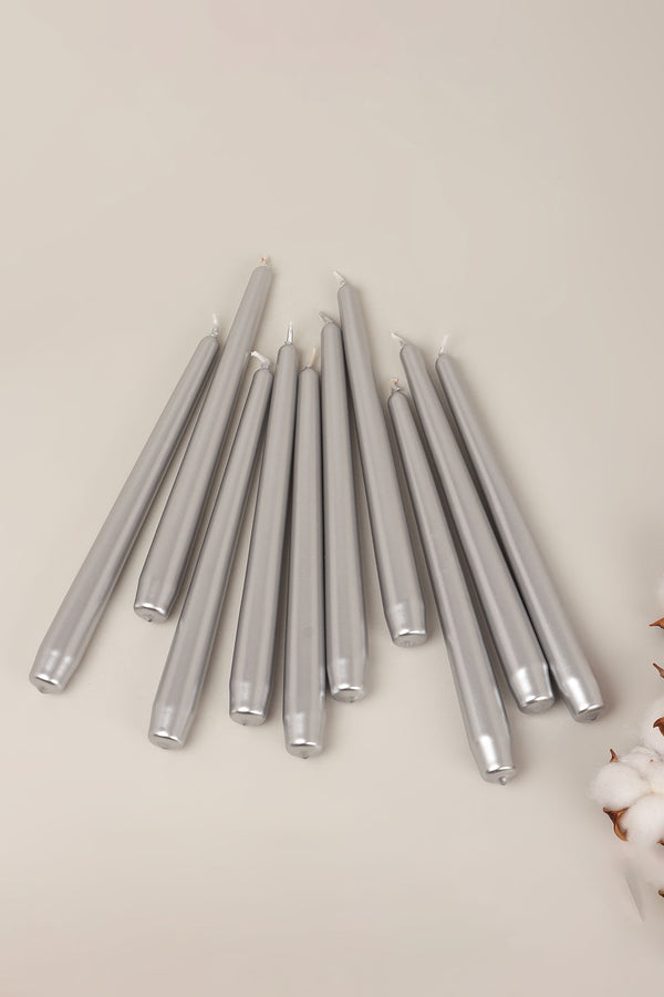 G Decor Velaré Silver Glow Set Of 2 10 Or 20 Tall Hand-Finished Opaline Dinner Candles & Taper Candles Set Of 2