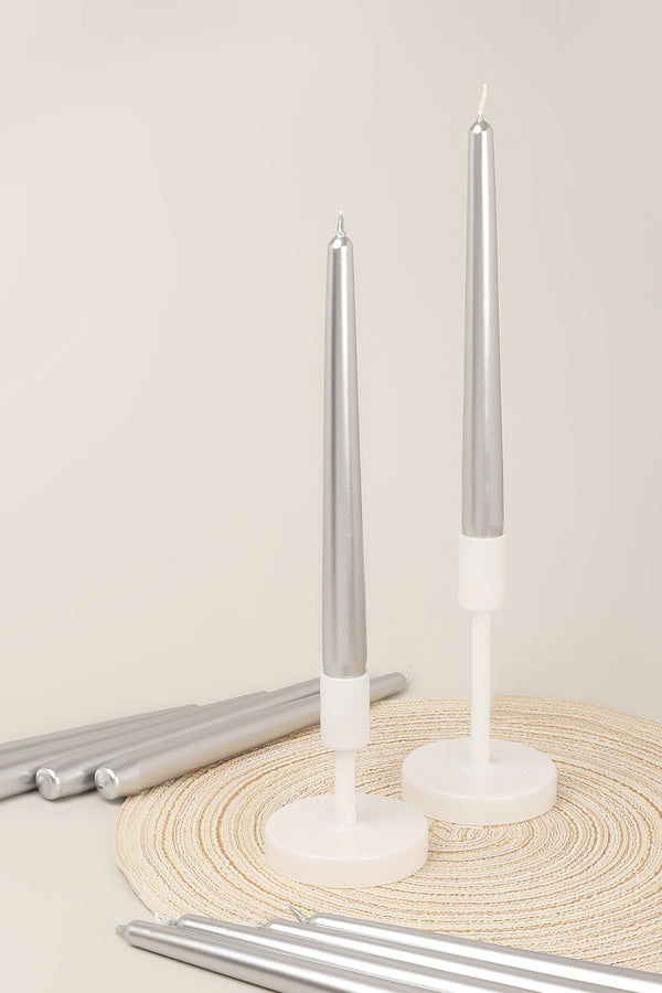 g decor Velaré Silver Glow Set of 2 10 or 20 Tall Hand-Finished Opaline Dinner Candles & Taper Candles Set of 2