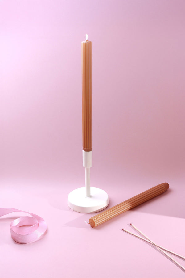 g decor Velluto Bruciato Set of 2 Extra Tall Dinner & Taper Candles with Ribbed Velvet Matte Finish Set of 2