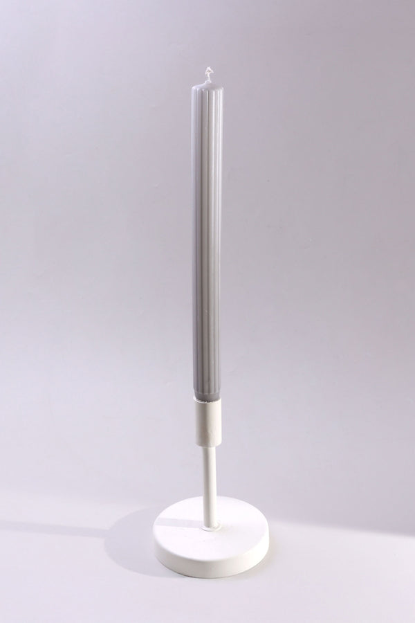 G Decor Velluto Cenere Set Of 2 Extra Tall Dinner & Taper Candles With Ribbed Velvet Matte Finish In Ash Grey Set Of 2