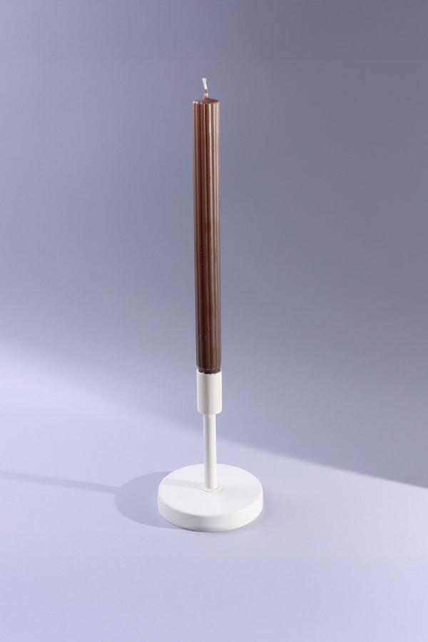 G Decor Velluto Marrone Set Of 2 Extra Tall Dinner & Taper Candles In Dark Chocolate Brown With Ribbed Velvet Matte Finish Set Of 2