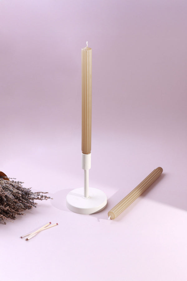 g decor Velluto Noce Verde Set of 2 Extra Tall Dinner & Taper Candles with Ribbed Velvet Matte Finish Set of 2