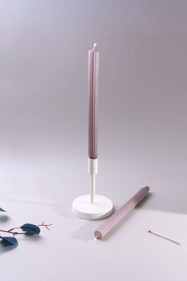 g decor Velluto Prugna Profonda Set of 2 Extra Tall Deep Plum Dinner & Taper Candles with Ribbed Velvet Matte Finish Set of 2