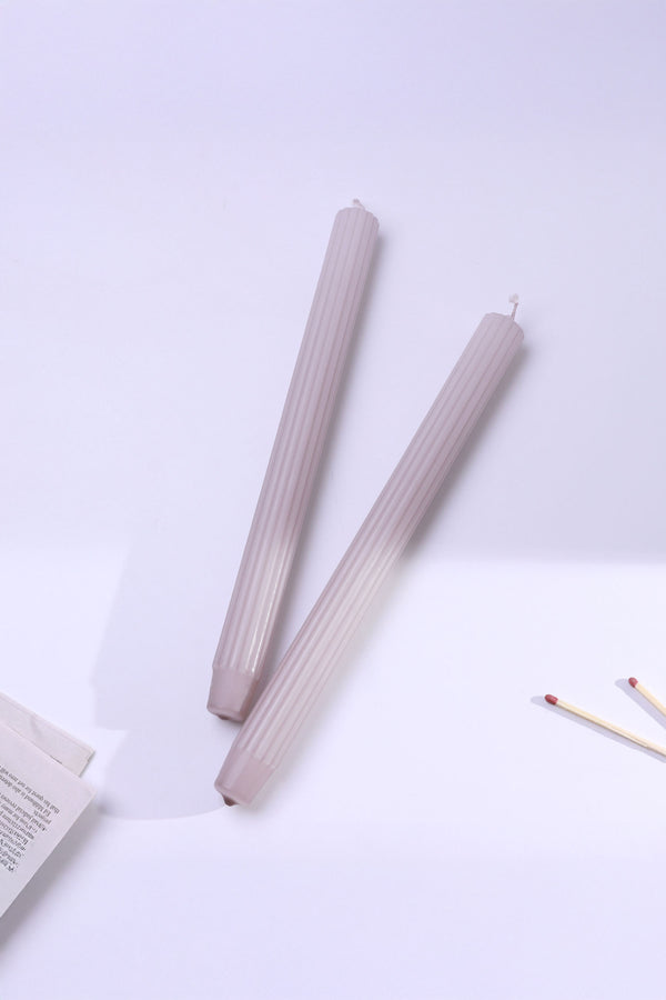 G Decor Velluto Rosato Set Of 2 Extra Tall Dinner & Taper Candles With Ribbed Velvet Matte Finish Set Of 2