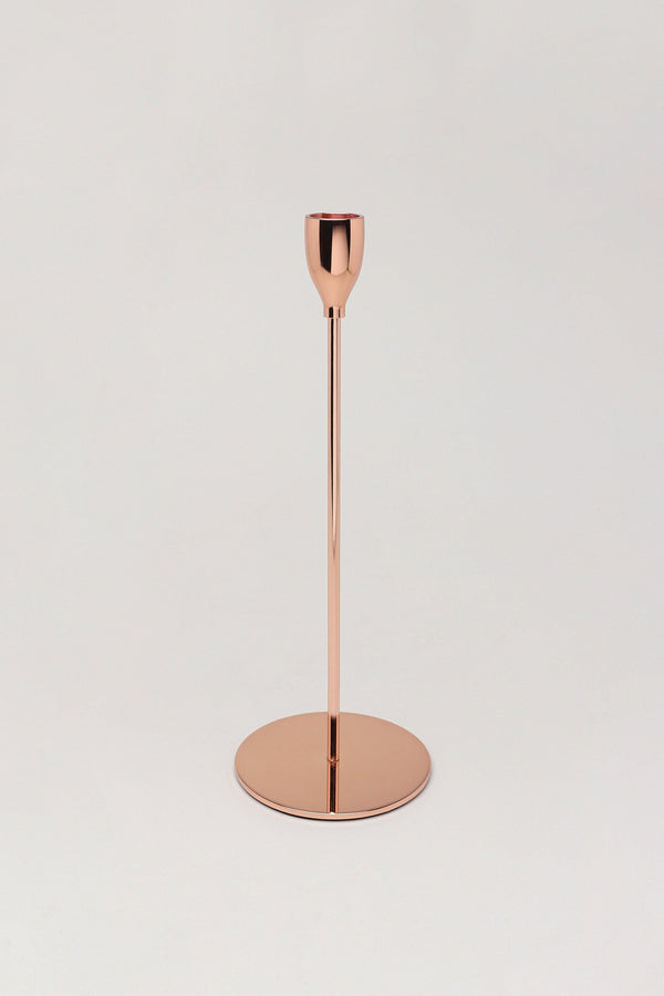 G Decor Verro Set Of 3 Modern Rose Gold Stainless Steel Candle Holders Sleek Weighted Dinner Candlesticks Rose Gold