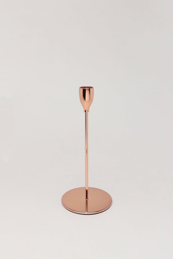 G Decor Verro Set Of 3 Modern Rose Gold Stainless Steel Candle Holders Sleek Weighted Dinner Candlesticks Rose Gold
