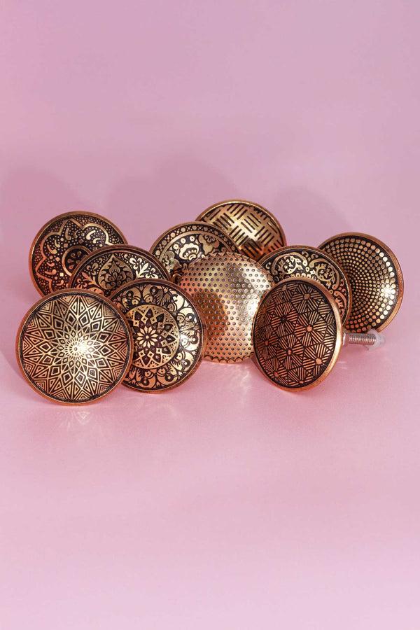 G Decor Versailles Vintage Gold Brass Door Knob & Pull Handle Round Flower