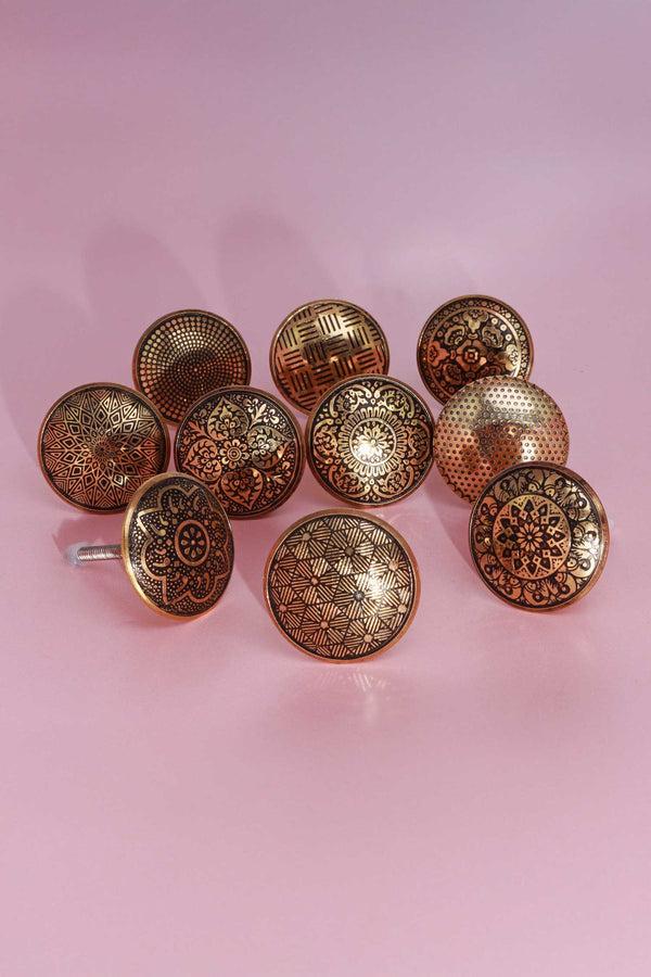 G Decor Versailles Vintage Gold Brass Door Knob & Pull Handle Round Flower