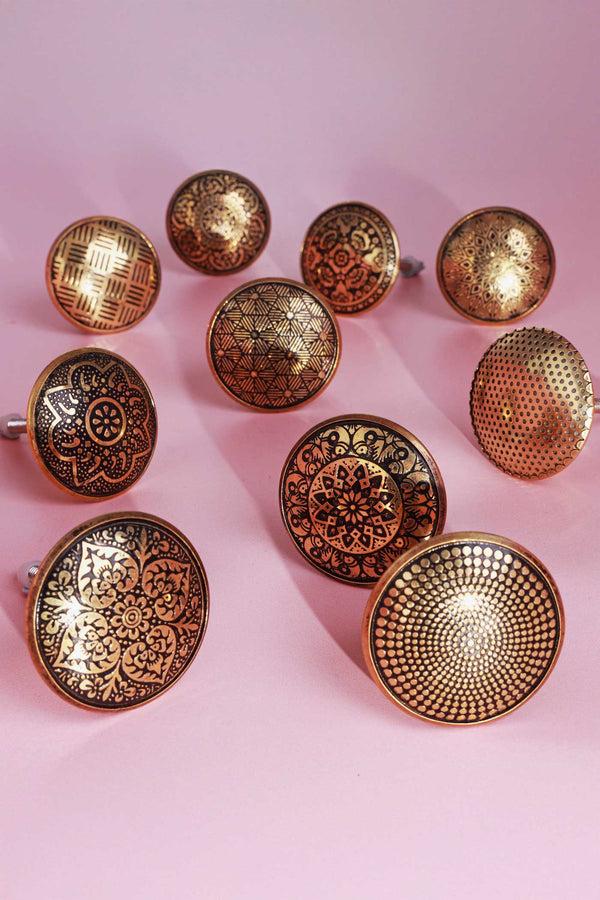 g decor Versailles Vintage Gold Brass Door Knob & Pull Handle Round Flower