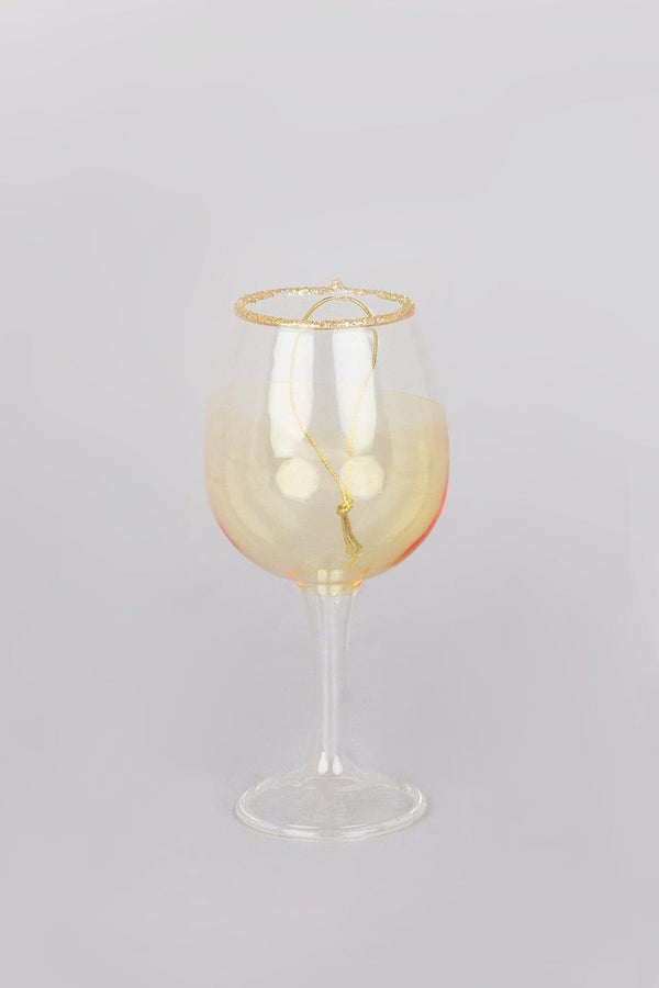 G Decor Vino Celebration Set Of White Wine Bottle & Glass Hand-Finished Christmas Tree Decorations Festive Hanging Ornaments White