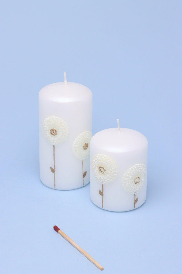 g decor White Bloom Serenity Margaret Flower Hand-Finished Elegant Pillar Candle with Sculpted Floral Detail Small