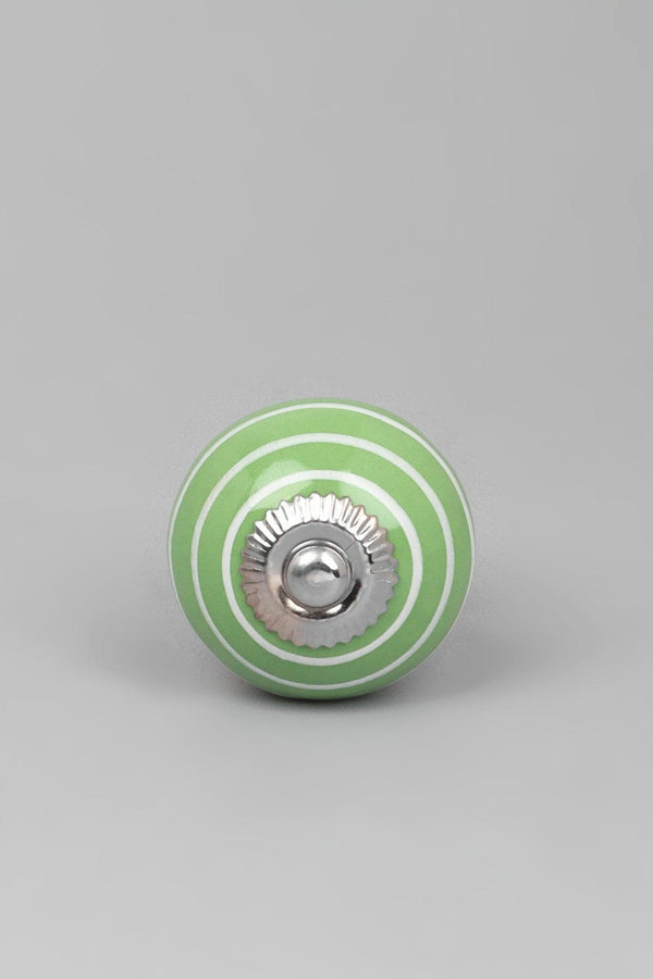 G Decor White Striped Handcrafted Ceramic Door Knob In Light Green And Orange Orange