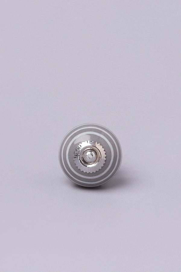G Decor White Striped Handcrafted Ceramic Door Knob In Purple And Dark Grey Purple
