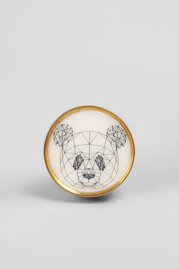 G Decor Wild Animal Brass Door Knob Decorative Cupboard & Drawer Handle Panda