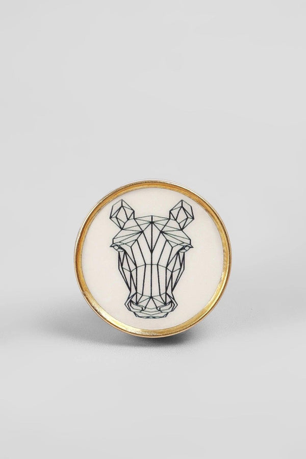 G Decor Wild Animal Brass Door Knob Decorative Cupboard & Drawer Handle Panda