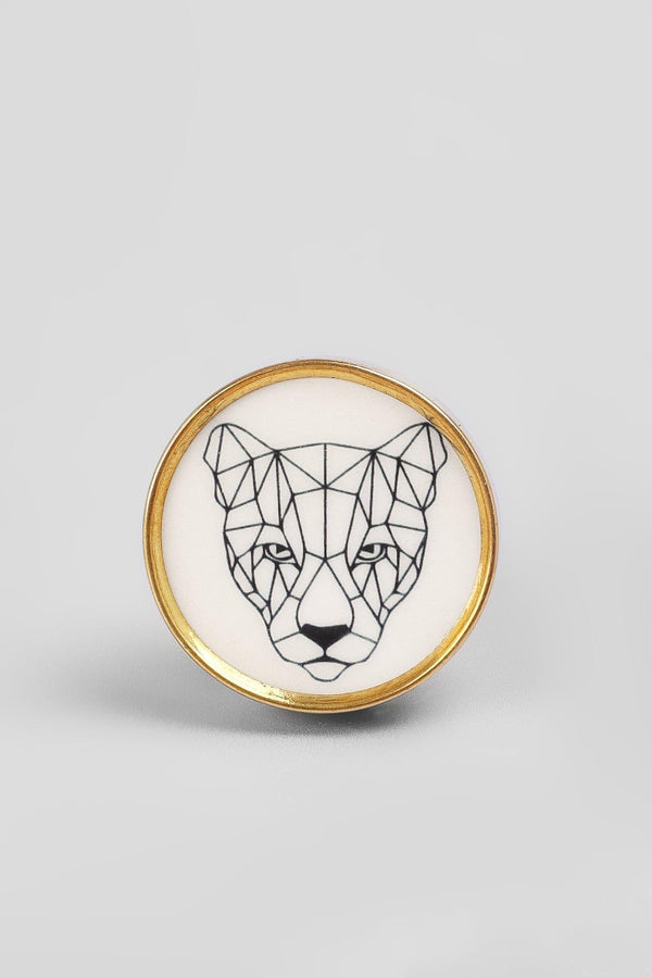 G Decor Wild Animal Brass Door Knob Decorative Cupboard & Drawer Handle Lion