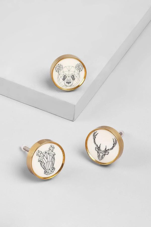 g decor Wild Animal Brass Door Knob Decorative Cupboard & Drawer Handle Panda