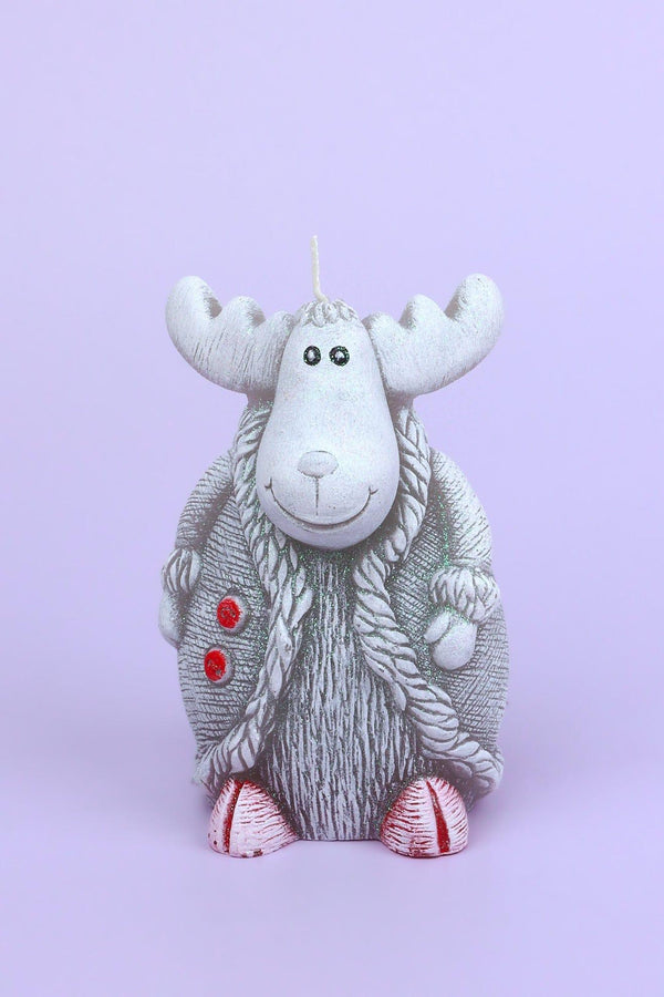 G Decor Winter Wonderland Reindeer Candle In Overcoat